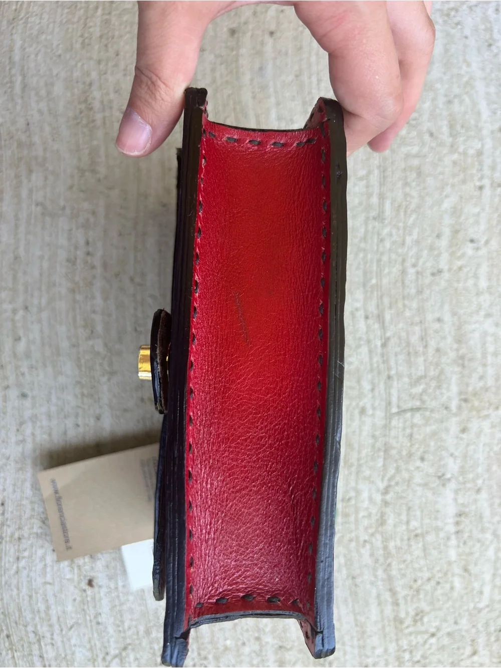 Colorblock Leather Crossbody Clutch in Green, Orange & Brown